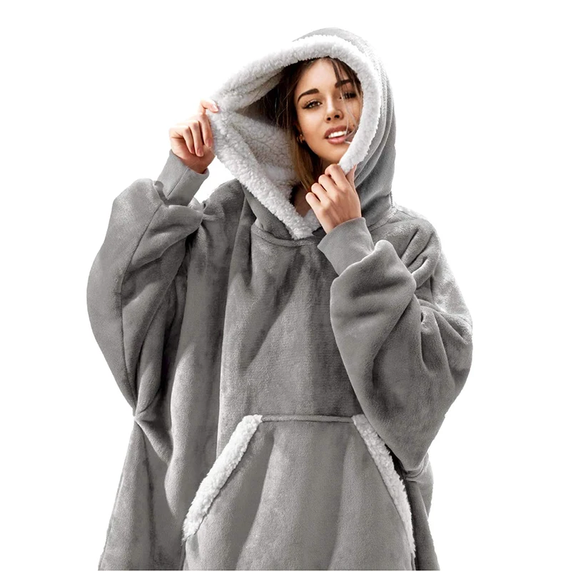 Sherpa Comfortable Hoodie For All Custom Plain Sweatshirt Wearable Adult Hooded Oversized Hoodie Blankets