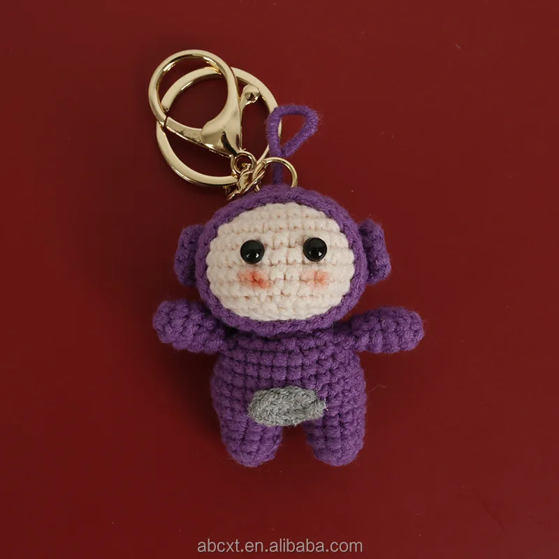 Wholesale Handmade Colorful Cute Crochet Cartoon Baby Doll Knitted Dolls Crochet Hanging Decor Pendant Keychain