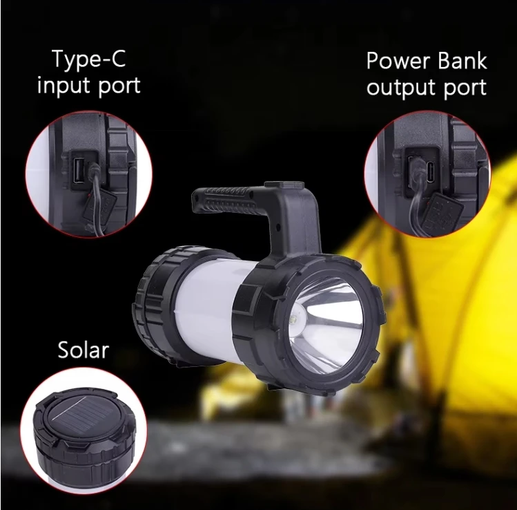 Super Bright Rechargeable Solar Camping Lantern with 4 Light Modes Waterproof Emergency Flashlight & Torch