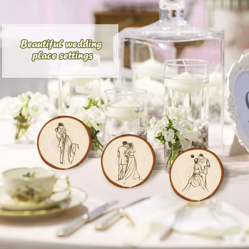 Unfinished Natural Wood Slices 30 Pcs Craft Wood kit Christmas DIY Crafts with Bark for Crafts Rustic Wedding Decoration