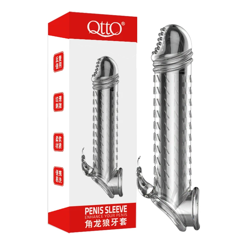 Hot sale Penis Sleeve Condom For Men  Delay Crystal Penis Sleeve for Male