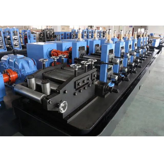 Spiral steel strip vertical-type accumulator type HF welded tube mill pipe making machinery line
