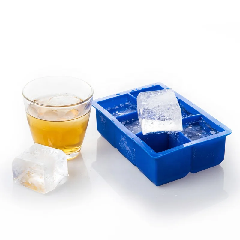 6 Cavity Giant Big Square Shape Silicone Popsicle Ice Cube Mold Tray