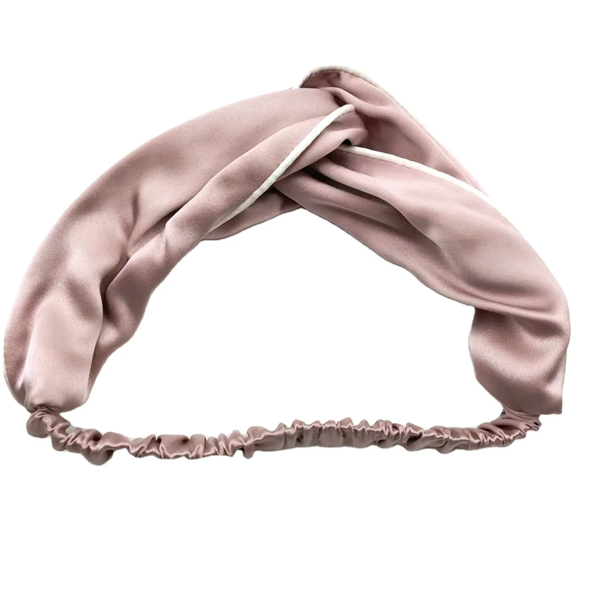 Оптовая продажа, повязки на голову из шелка тутового шелкопряда, широкая цветная эластичная повязка для волос, скрученный тюрбан