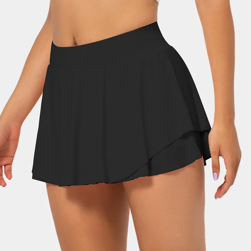 Спортивная одежда с логотипом на заказ, увлажняющее теннисное платье для тренировок и бега на каждый день, 2 в 1 расклешенная теннисная юбка