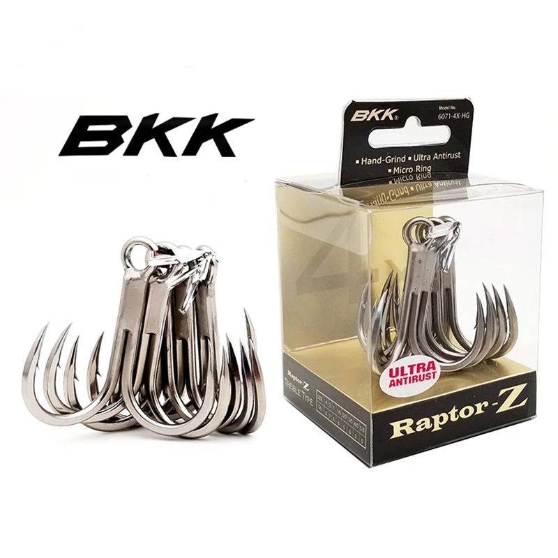 Bkk 6071 4x Hg Raptor Z Ultra Anti-rust Strong Bkk Treble Hooks Round Bend Needle Point Forged Treble Fishhook