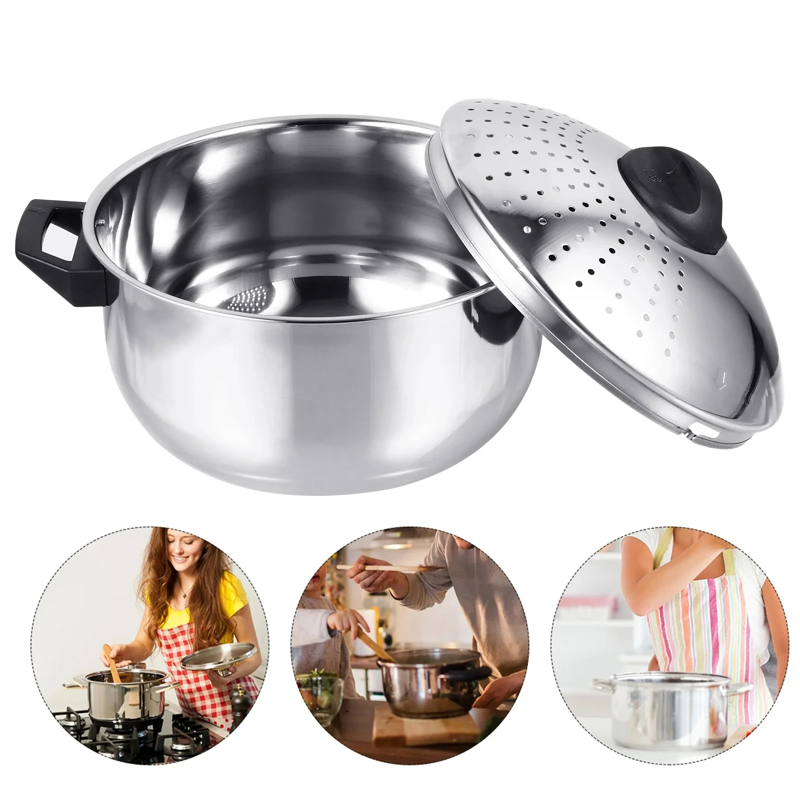 Stainless Steel Noodle Cooking Pot Pasta Pot With Strainer Lid Spaghetti Pot For Home Restaurant Set Pans thick bottom Cookware