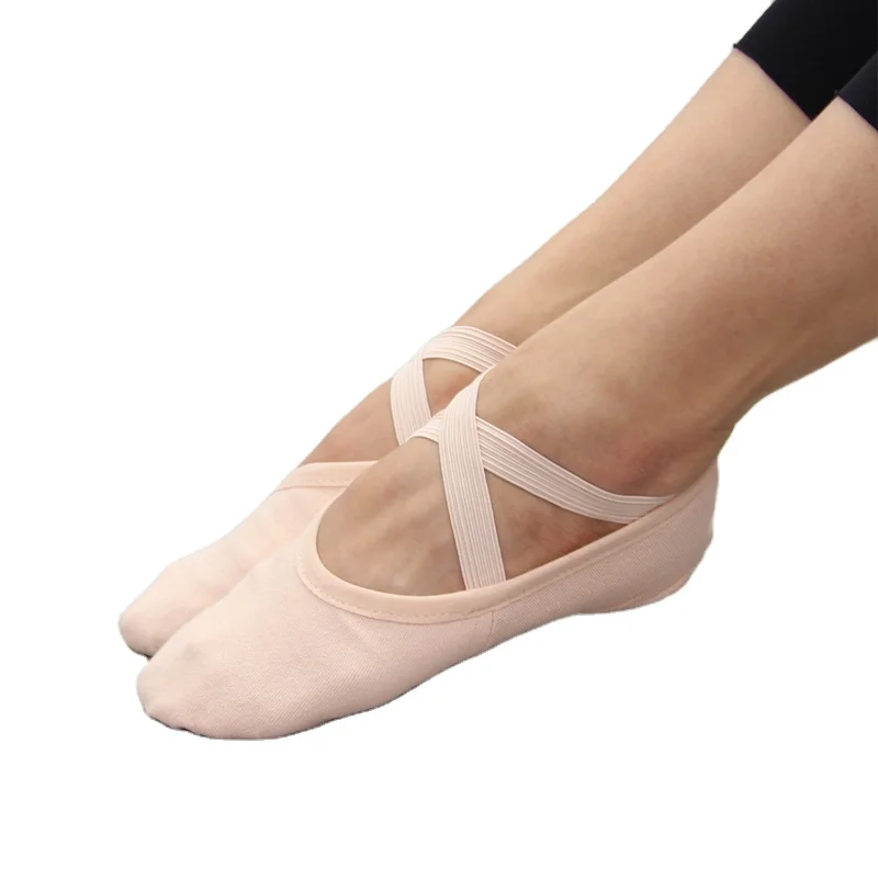 Wholesale OEM Soft  Stretch Canvas dance ballet shoes dance for girl and women