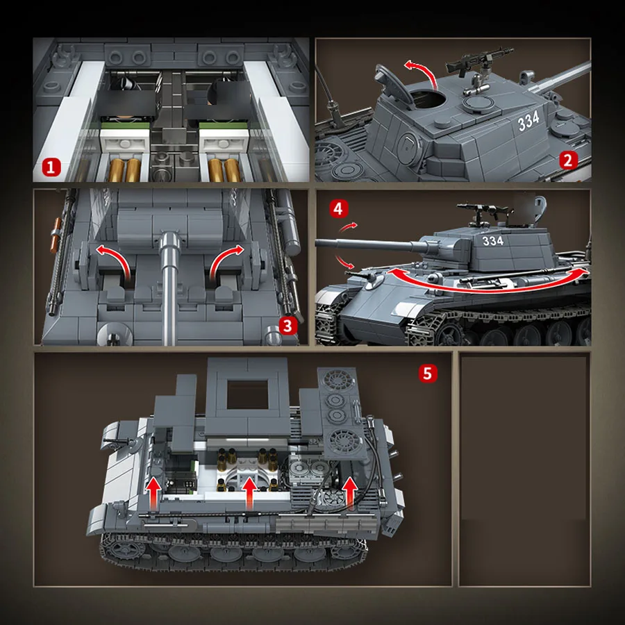 War Model Toy Weapon Soldier Armored Vehicles Bricks Educational WW2 Army Military Leopard Tank Building Block Set for Kids