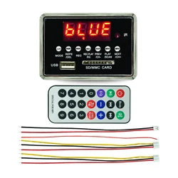 Bluetooth MP3 Decoder Card MP3 Player Circuit Board 12V USB Kit Music Speaker AUX FM Radio LED Screen Module