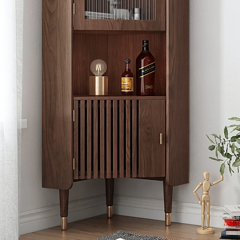 Jasiway Japanese Style Furniture Wood Triangle Wine Wall Bar Cabinet Living Room Cabinets