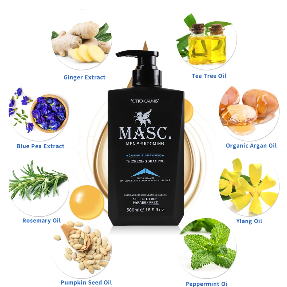 Private Label Sulfate Free Rosemary Tea Tree Oil Hair Loss Therapy Hair Thickening Growth Shampoo