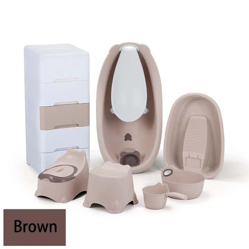 AliGan-Baby bath tub set 7pcs wardrobe accessories for newborn baby  kids travel portable essential plastic infant basin bucket