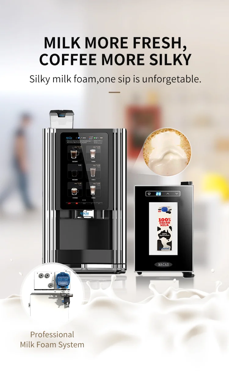 Barista Vending Espresso Machine with Fresh Milk Foam System Automatic Coffee Vending Machine with Milk Modul