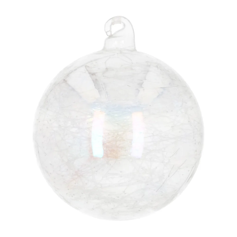 Christmas Tree Decoration Hand Blown Borosilicate Clear Bubble Glass Iridescent Glass Threads Ball Christmas Tree Ornaments