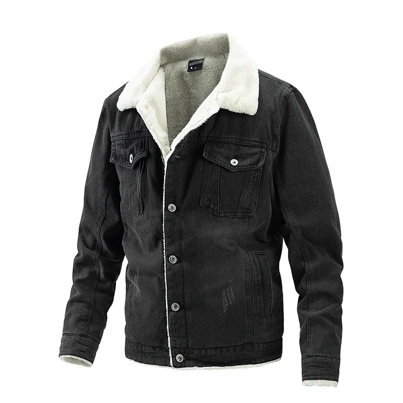 New Style Denim Bomber Jacket Keep Warm Jeans Jacket For Men Fashionable Big Men Coat Winter