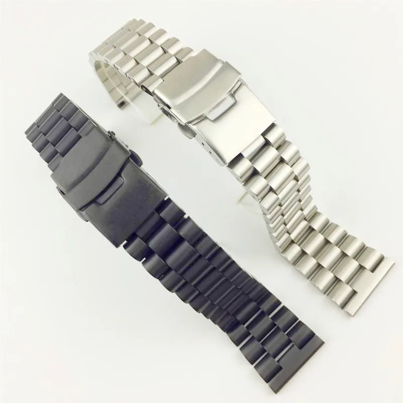 Customized 18mm 20mm 22mm 24mm 26mm luxury solid thick heavy  stainless steel man watch band metal watch strap wholesale