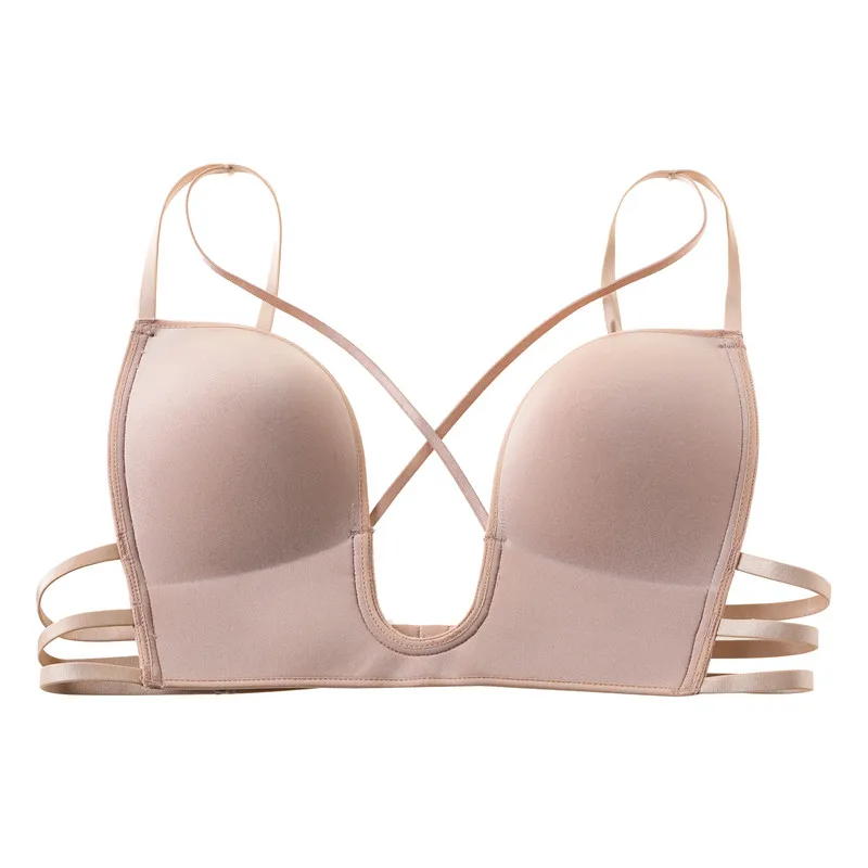 
2019 hot sale sexy seamless nude bra beauty back silicone bra plus size sexy lingerie 
