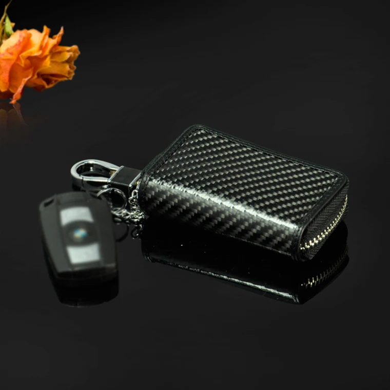 China Alibaba OEM Leather Car Key Holders Case Carbon fiber Car Key Case Holder Key Bag