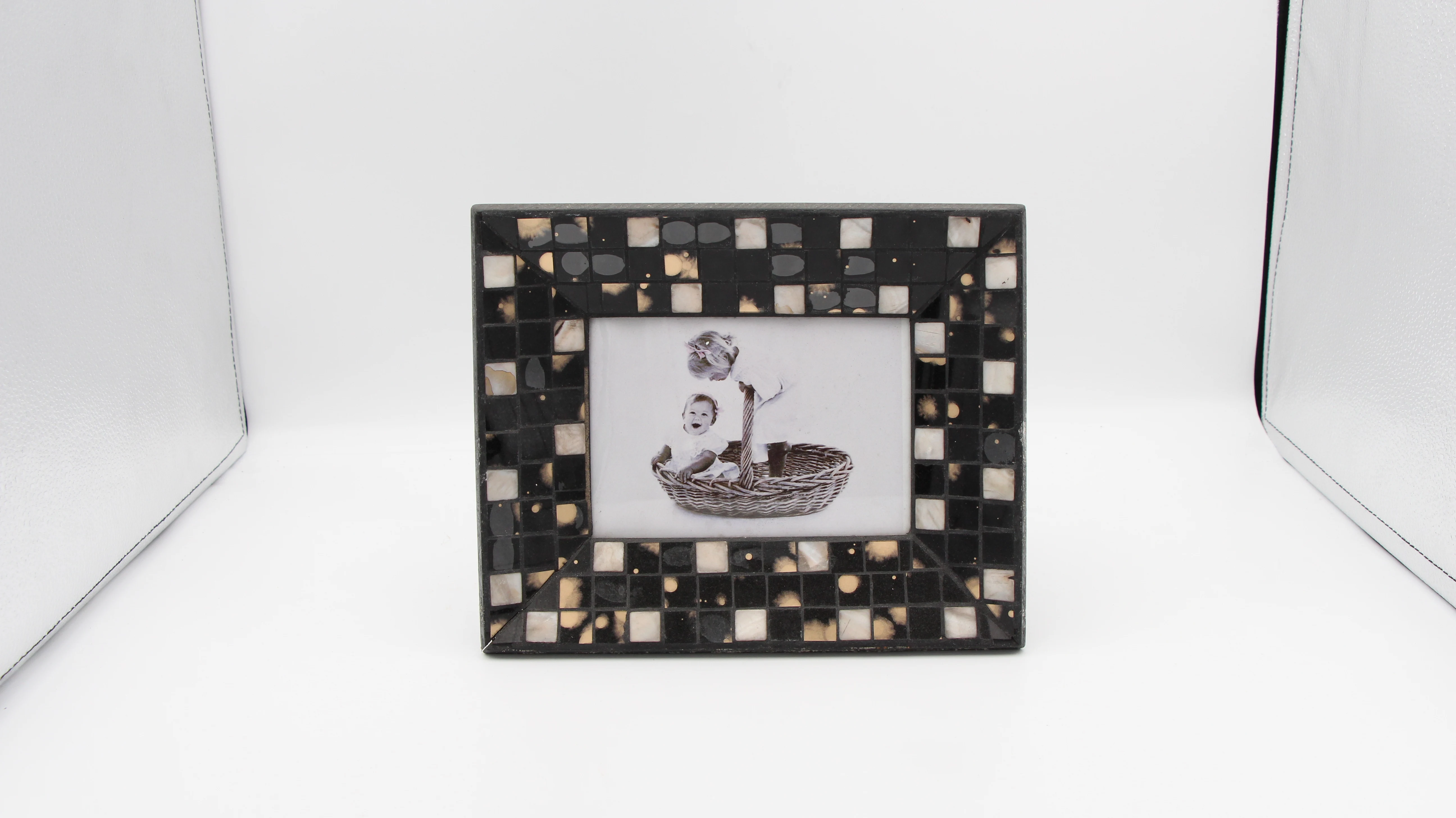 wall decor tempered mosaic amber glass tile frame mirror for wedding or dressing table