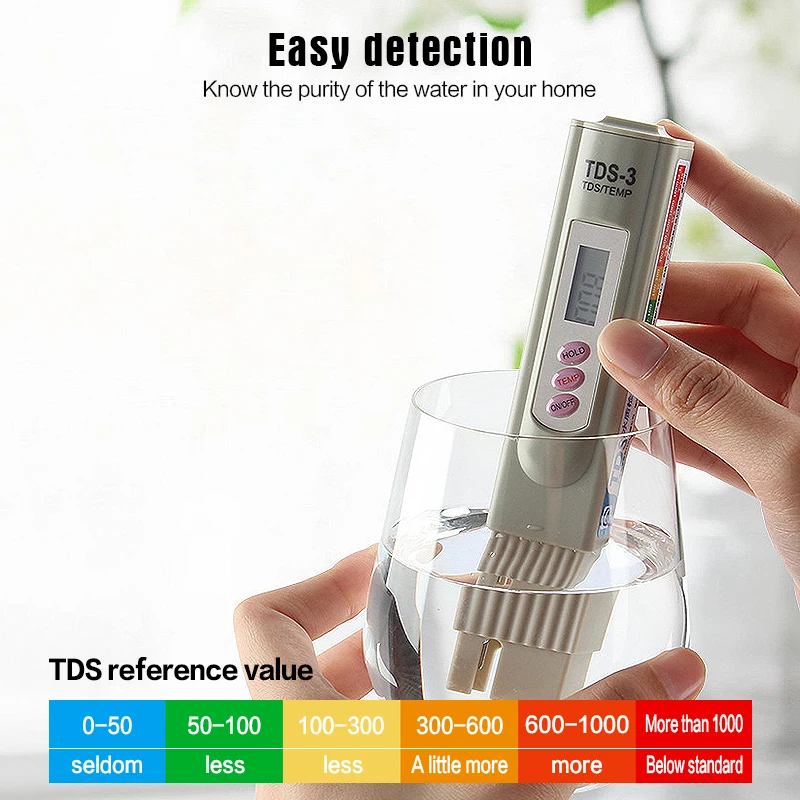 Digital LCD Water Quality Test TDS 3 Meter Purity Filter TDS Meter 0-9990 PPM Temp Tester