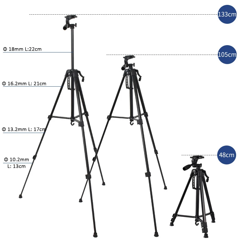 Light Stand Tripod for Projectors Holder Mount Portable Projector Tripod Mobile Phone Stand Outdoor Adjustable 133 CM Black Ce