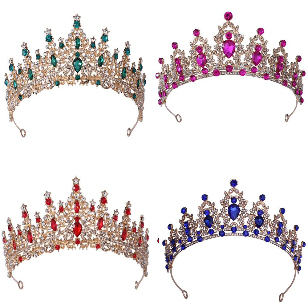 Wholesale Mix Color Handmade Crystal Rhinestone Bridal  Princess Tiara Custom Pageant Crowns Tiaras For Wedding