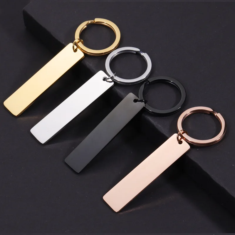 Customization Stainless Steel Metal Keychain blanks Personalized Custom Key chains Rectangle Bar Idea Charm blank metal keychain