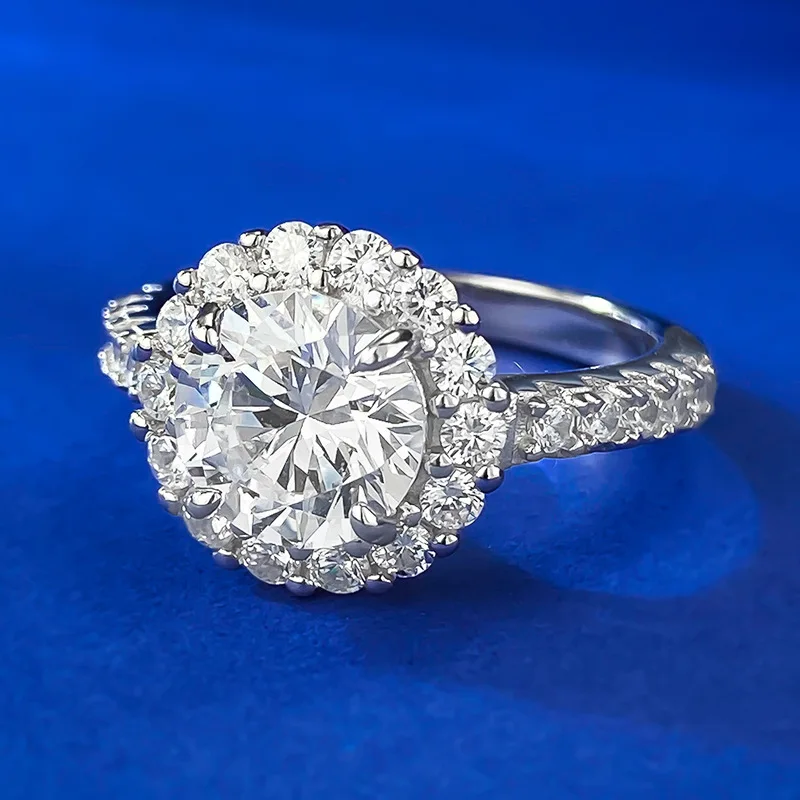 Jewelry 925 Silver Minimally Narrow Edition Single Row Diamond Starry Sky Bead Edge Ring Female Couple Pair Ring Wedding Ring