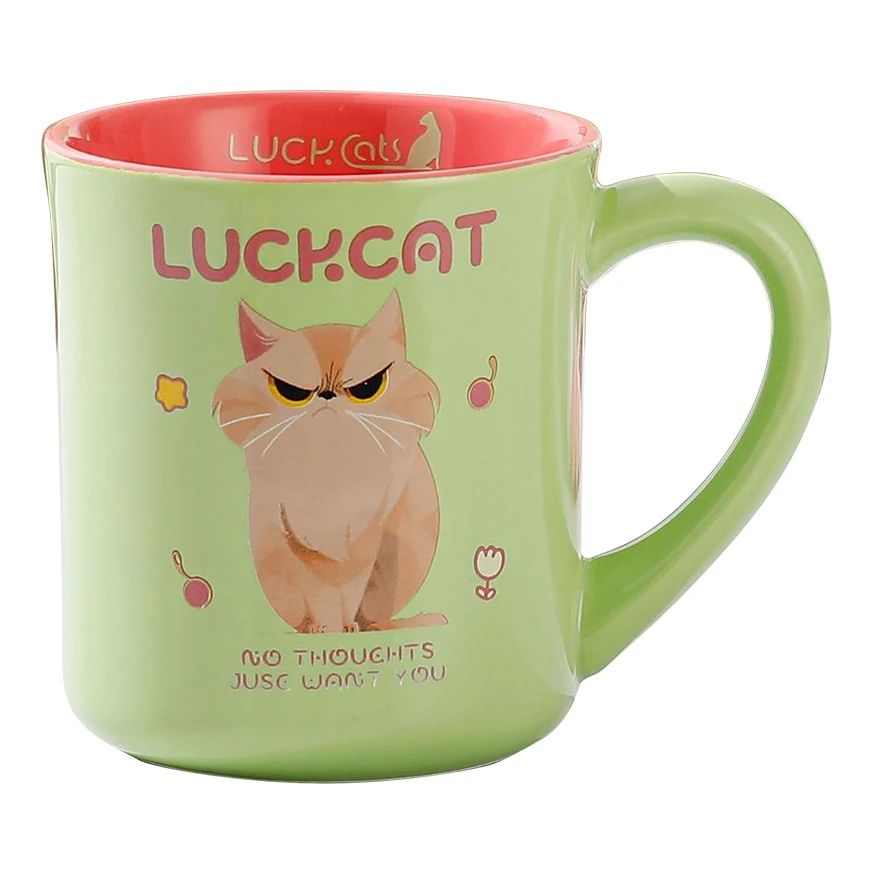 Wholesale 400ml Novelty Cute Ceramic Cat Coffee Mugs gift for Cat Lovers custom 12oz 	 two tone coffee tea mug cups with logo