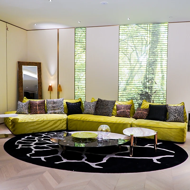 Modenfili Modular Sectional Premium Luxury Modern Home Living Room Hall Furniture Genuine Leather Chesterfield Sofa Set