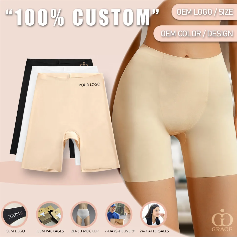 Custom Logo High Waist Boyshorts Breathable Women Boxers Underwear Pure Cotton Crotch Seamless Ladies Boxer Panties