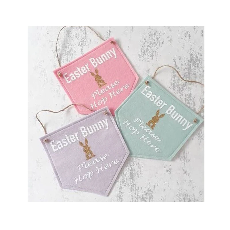 Luxury Personalized Easter Bunny Felt Home Decoration Gift For Kids Easter Flag