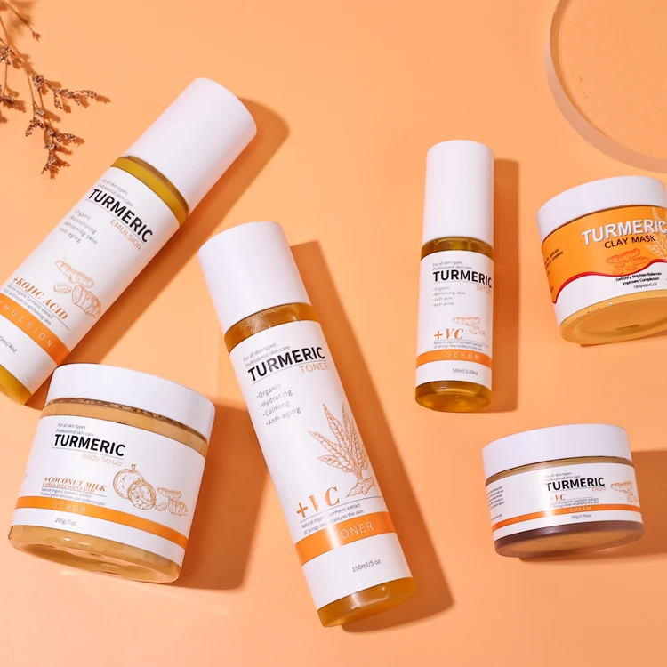rejuvenating set vegan natural organic skin care products tumeric korea skincare private label facial care travel skin care sets