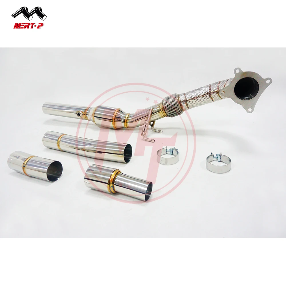 MERTOP RACING 3.0' Stainless Steel 304 Catless Heat Shield Downpipe For TT TTS 8J A3 8P 2.0 TFSI Qua ttro