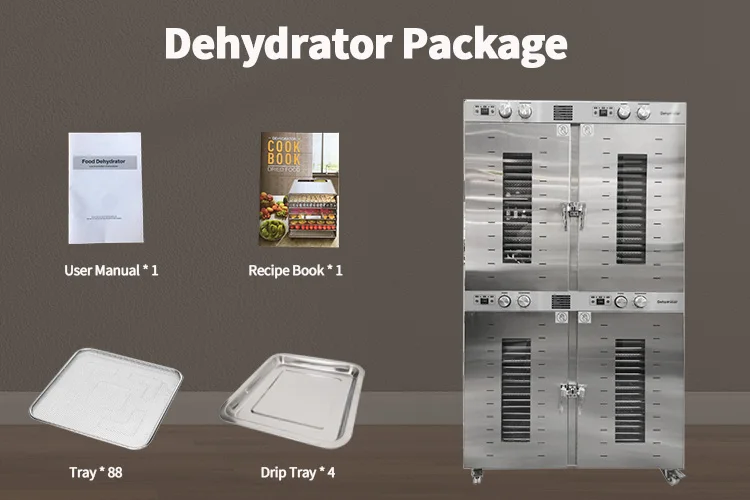 Fast Drying Equipment Fruit Dehydration Machine 88 Trays 60KG Industrial Commercial Food Dehydrators
