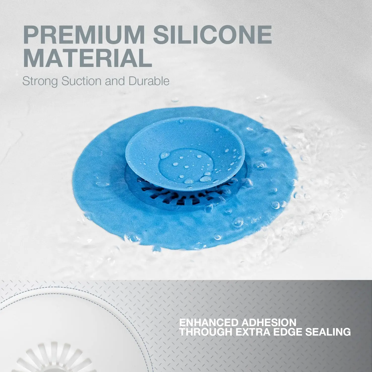 Silicone Drain Hair Catcher Tub Stopper 2 in 1 Bathtub Stopper Flex Silicone Drain Strainer for Shower Bathtub and Kitchen Sink