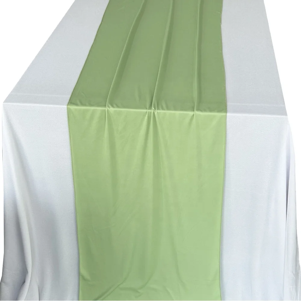 Оптовая продажа, высокое качество, зеленый гладкий кремовый стол с цветочной гирляндой для украшения свадебного стола