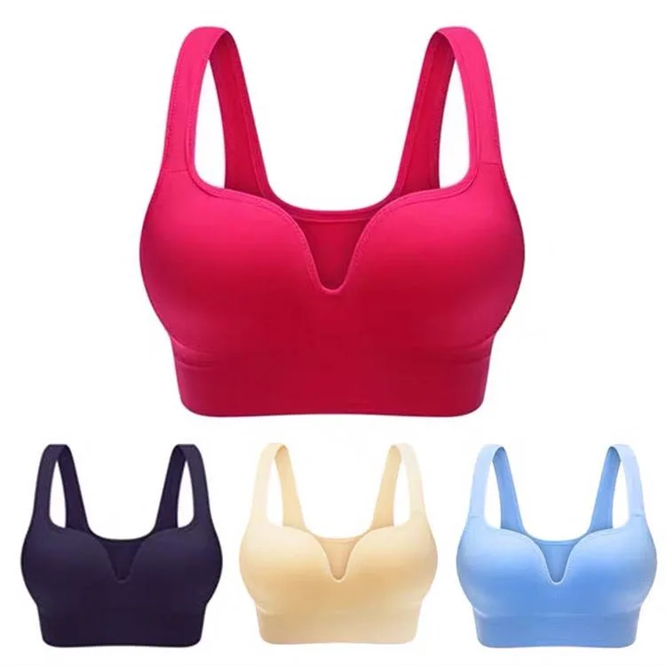 
Traceless 3D sports bra without steel ring gathered shock absorption anti sagging running bra sleeping vest underwear 