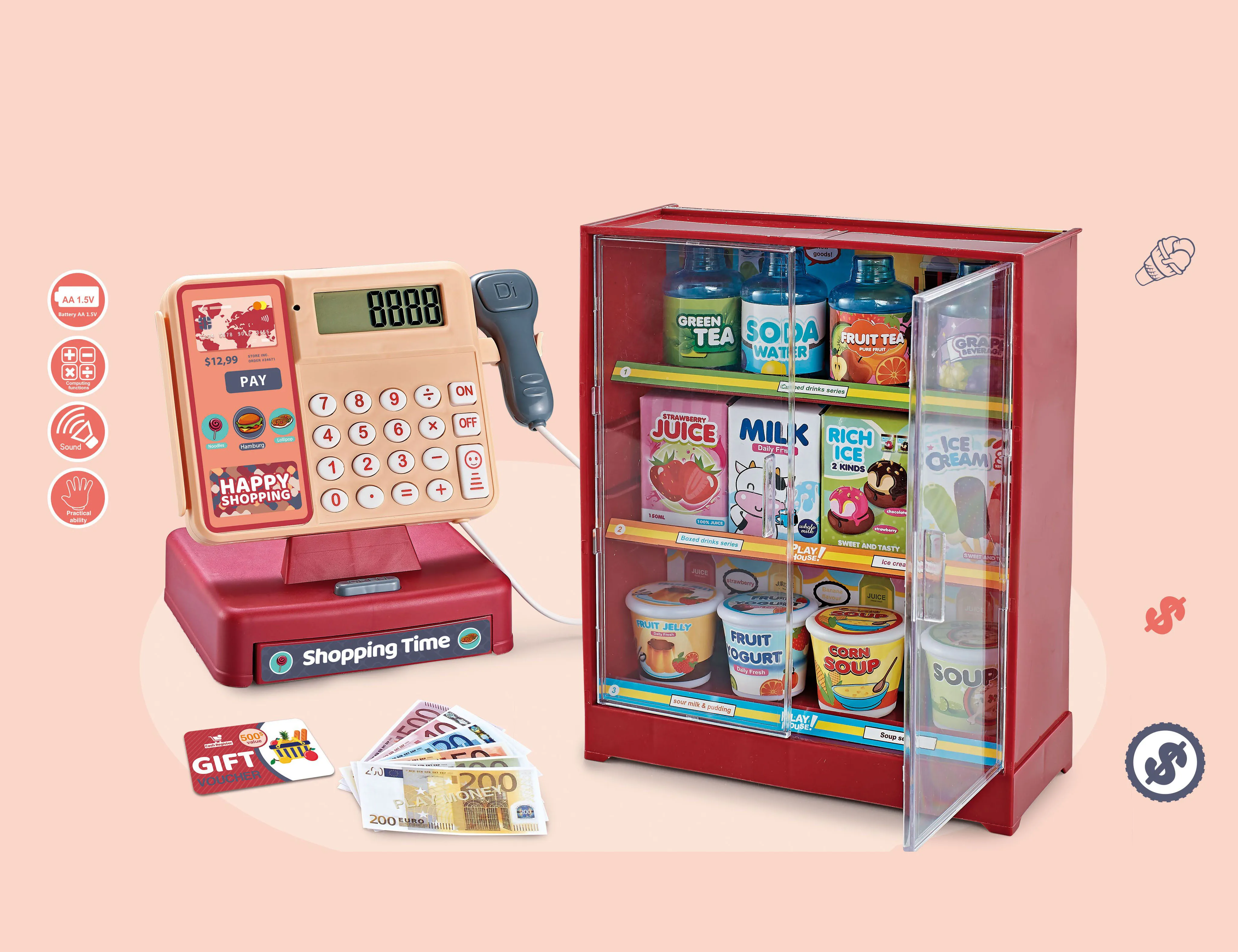 new design pretend play toys Supermarket cash register toy set for kids