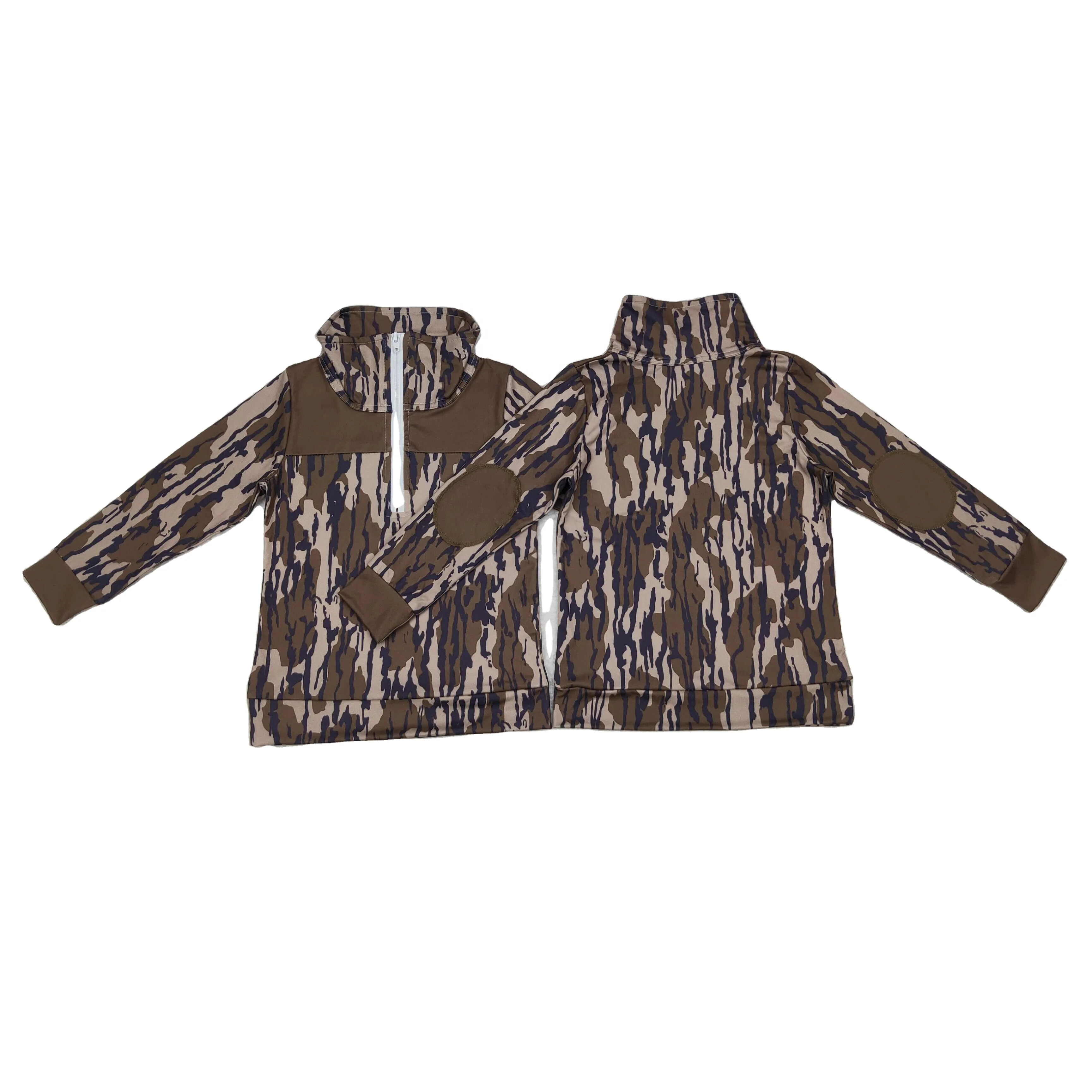 BT0811 Wholesale baby clothes Summer girls clothing Military green camouflage zipper long-sleeved top Boutique children clothes