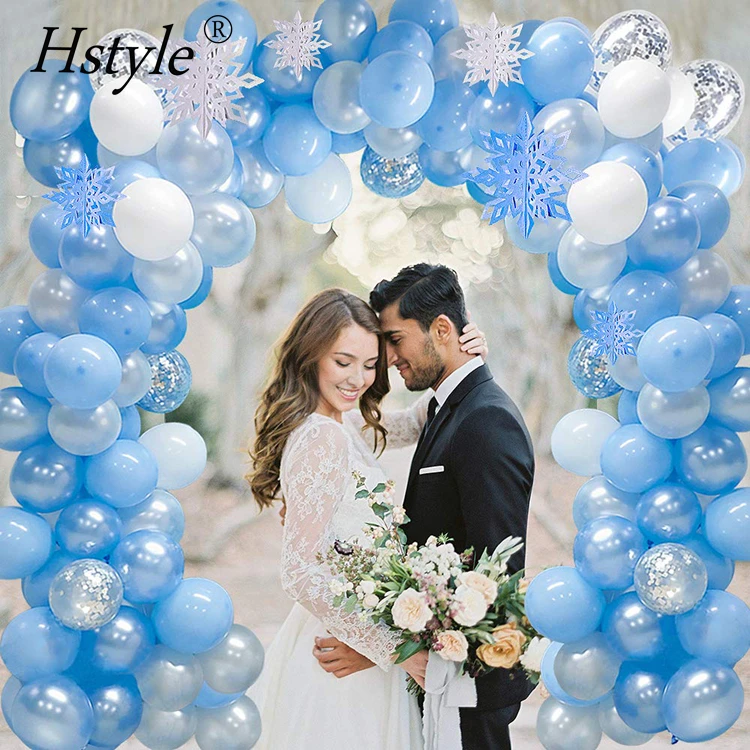 Balloon Garland Arch Kit 16Ft Long Ice Snow Latex Balloons Pack  Wedding Birthday Baby Shower Bach Party Backdrop Decor SET780