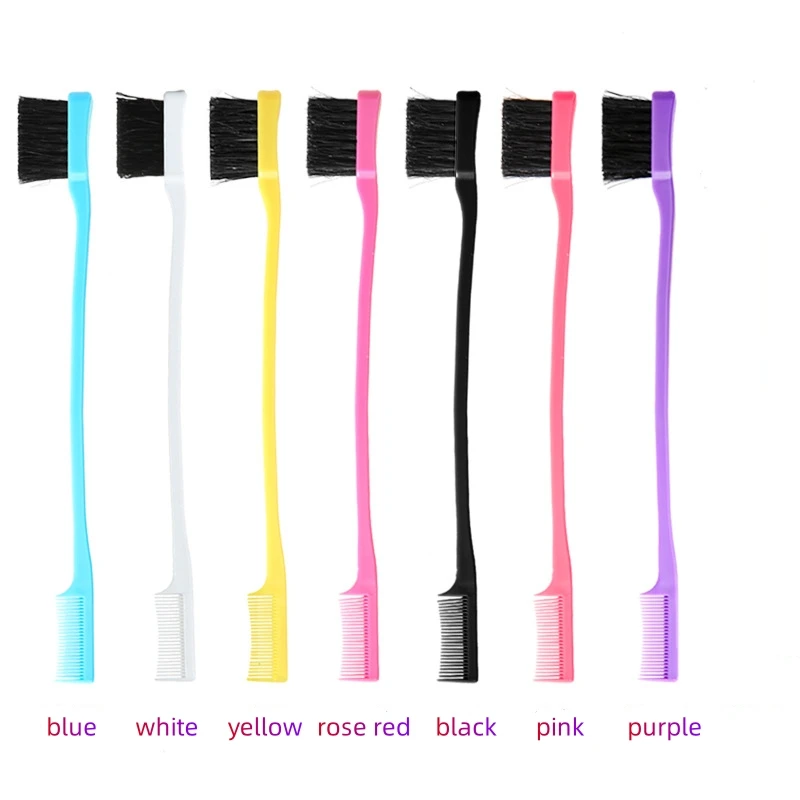 Factory Price Double Sided Edge Control Comb Cleaning Brush Cosmetic Bristle Eyebrow Brushes For Hair Salon