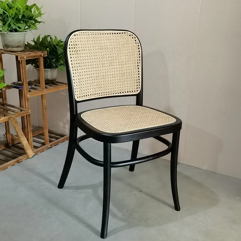 Factory directly supply antique rattan wood dining chair cane back restaurant chair CH-504