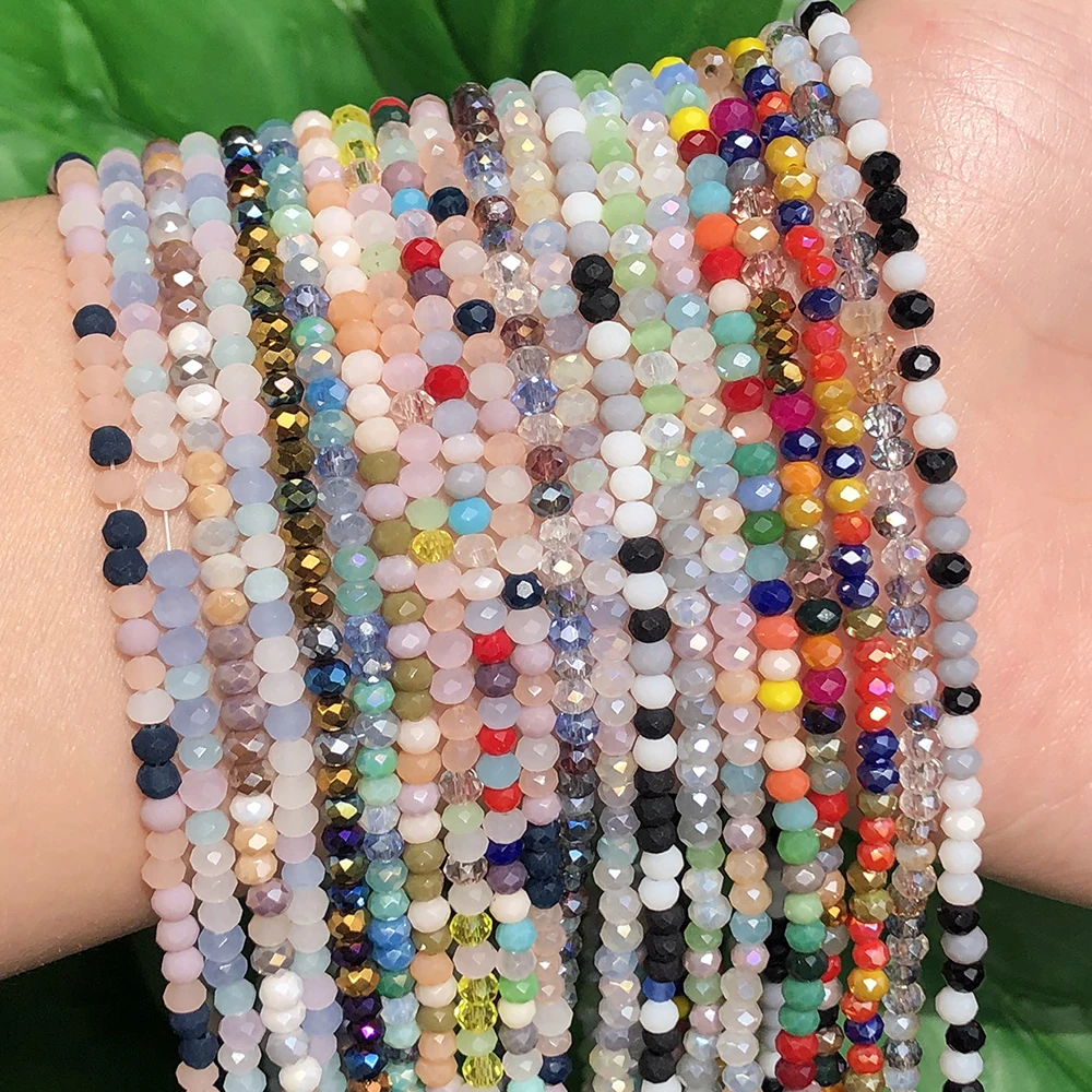 Mixed Color 2x3mm Faceted Flat Round Crystal Glass Rondelle Loose Spacer Beads For Jewelry Making DIY
