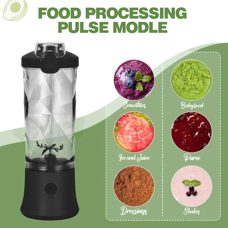 600ml Portable blender for shakes and smoothies with straw battery powered usb blender fruit blender
