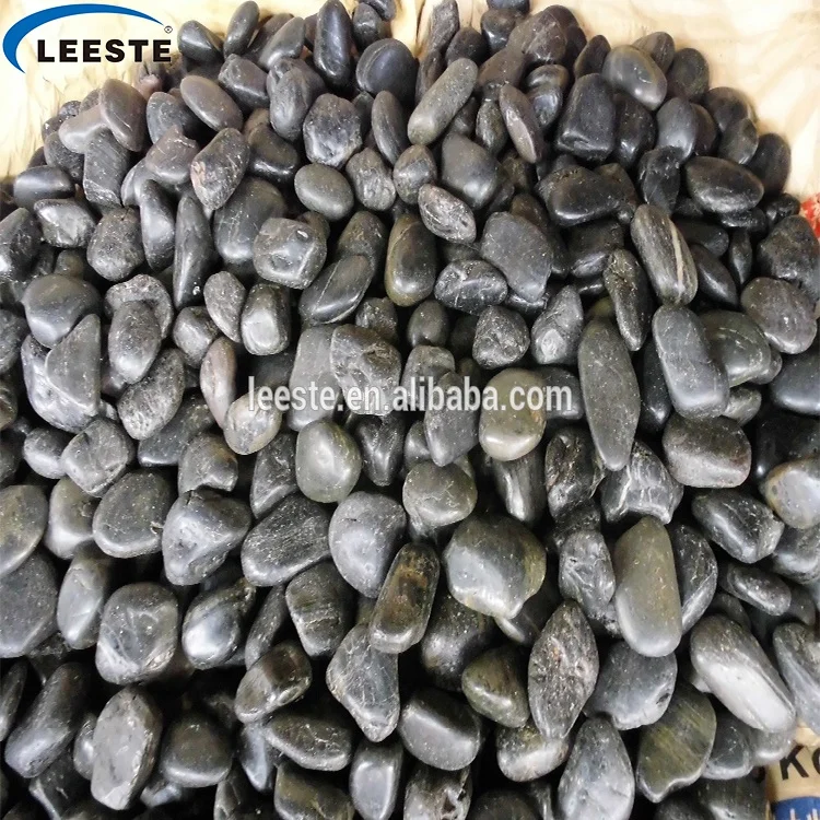 Beautiful Polished Black River Stone Garden Pathway Pebble