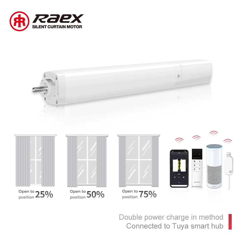 Smart Curtains Electric Motorized Drive 2200mah Lithium Battery Dc Rs485 Tuya Curtain Motor Set Motor Ready Curtain Zigbee