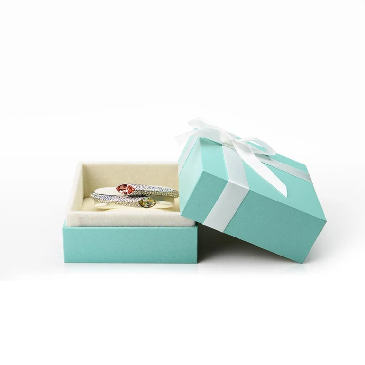 Velvet Ring Box Bow-Knot Wedding Jewelry Packaging Gift Boxes Showcase Display Earring Pendant Jewellery Case Display Cream Blue