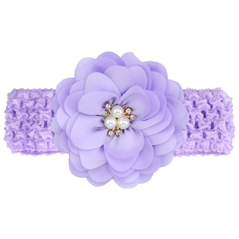 Knitted Hair Band Handmade Boutique Pearl Flower Knitted Hairband for Children Headwear Hair Accessories